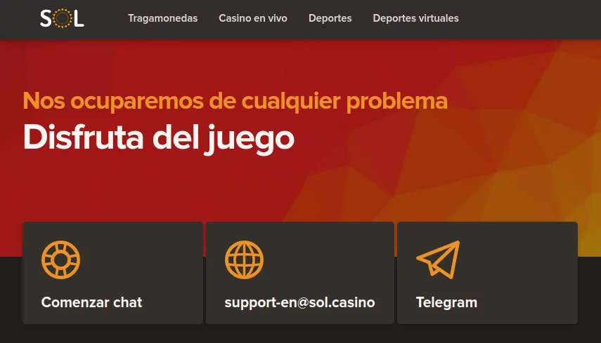 Atenci&oacute;n al cliente Sol Casino