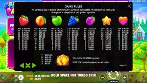 S&iacute;mbolos en Fruit Party 2