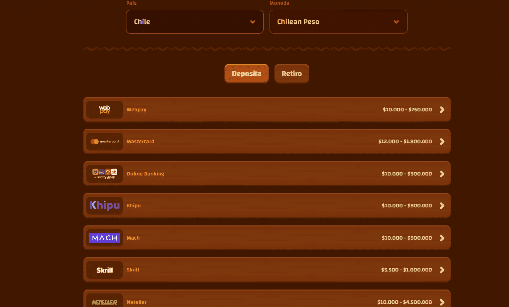 M&eacute;todos de pago de Tiki Casino